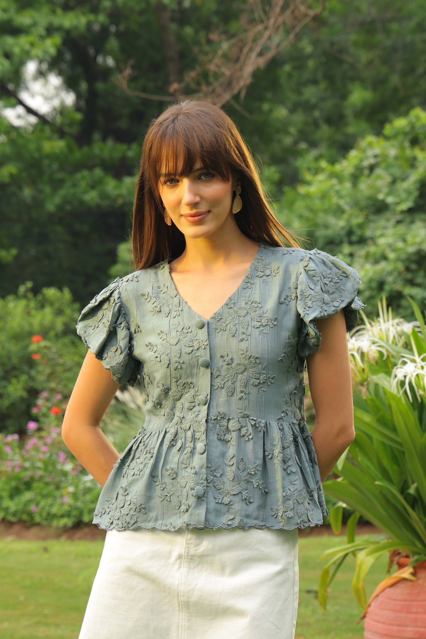 Stella Appliqué Top (Teal)