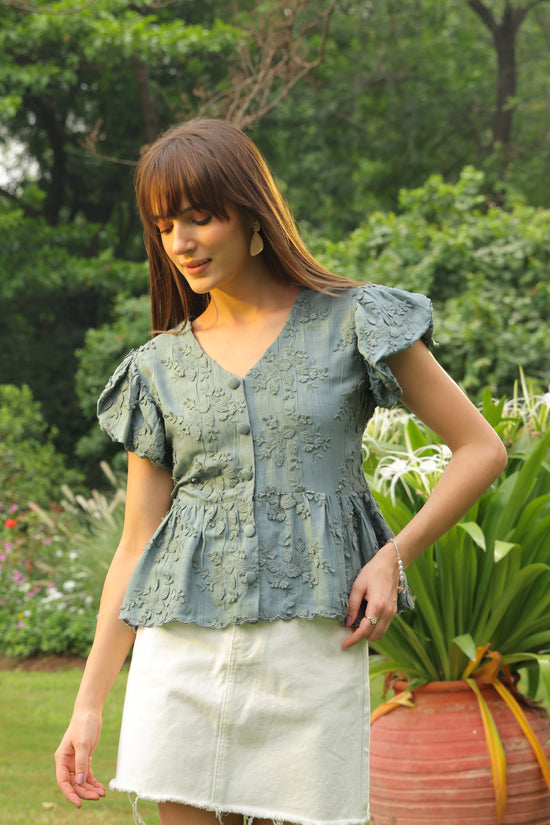 Stella Appliqué Top (Teal)