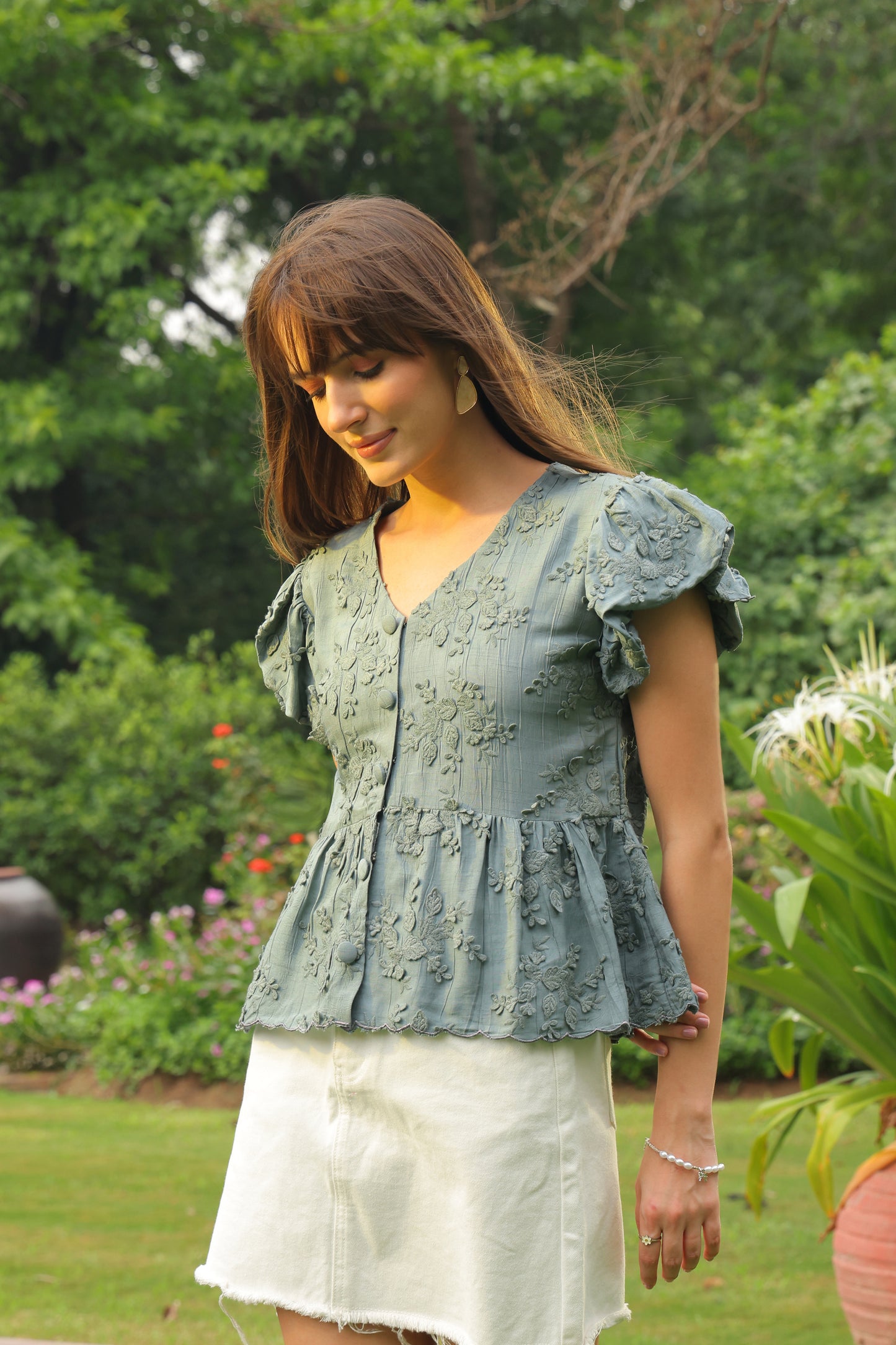 Stella Appliqué Top (Teal)