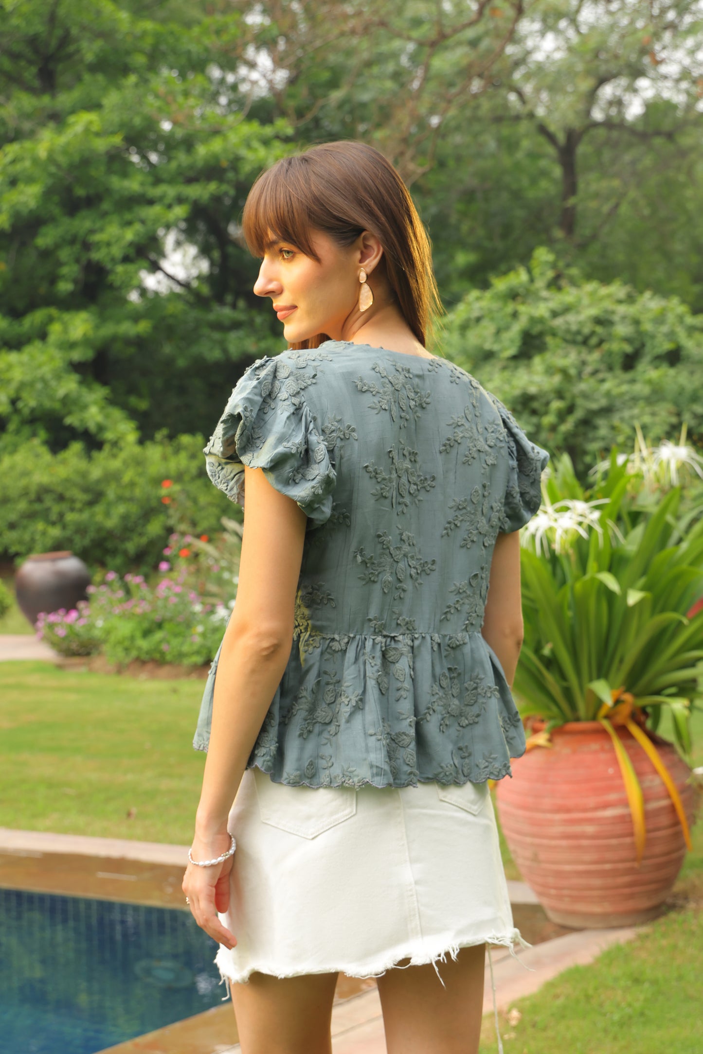 Stella Appliqué Top (Teal)