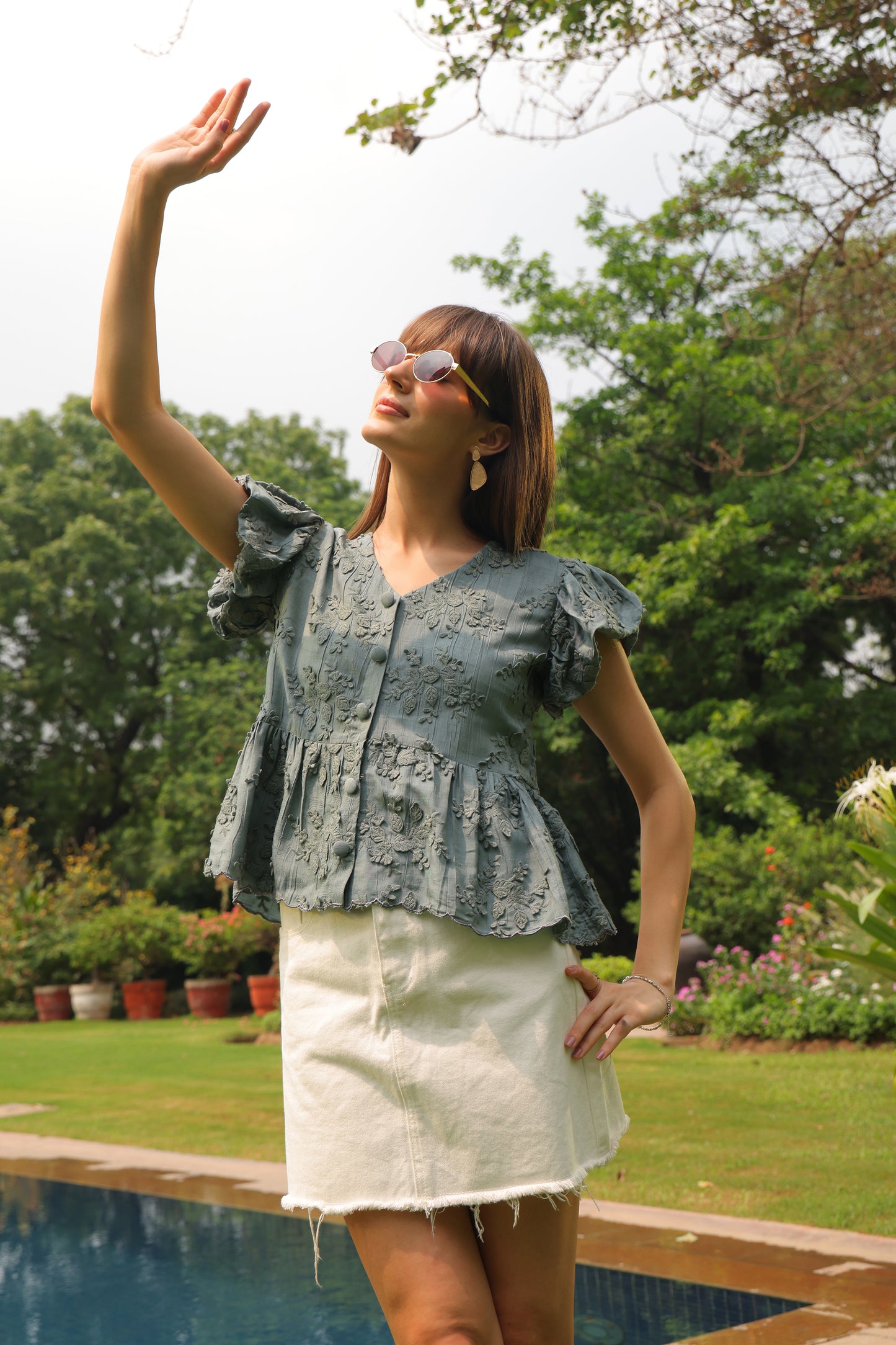 Stella Appliqué Top (Teal)
