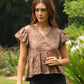 Stella Appliqué Top (Mocha Brown)