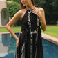 June Embroidered Linen Maxi (Black)