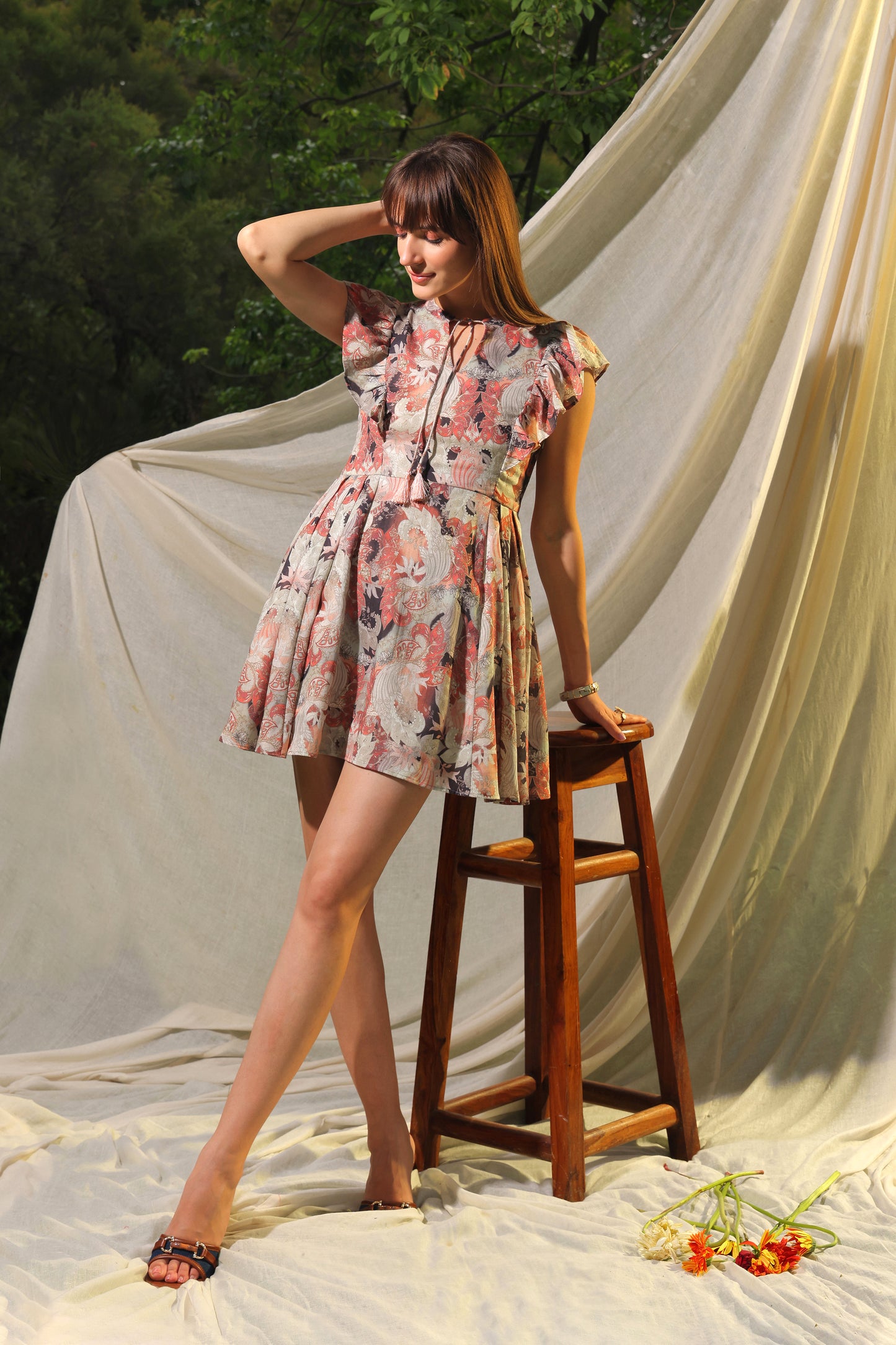 Larisa Printed Linen Dress