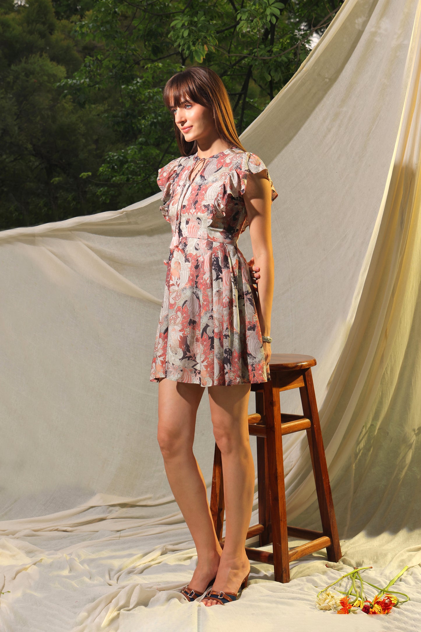 Larisa Printed Linen Dress