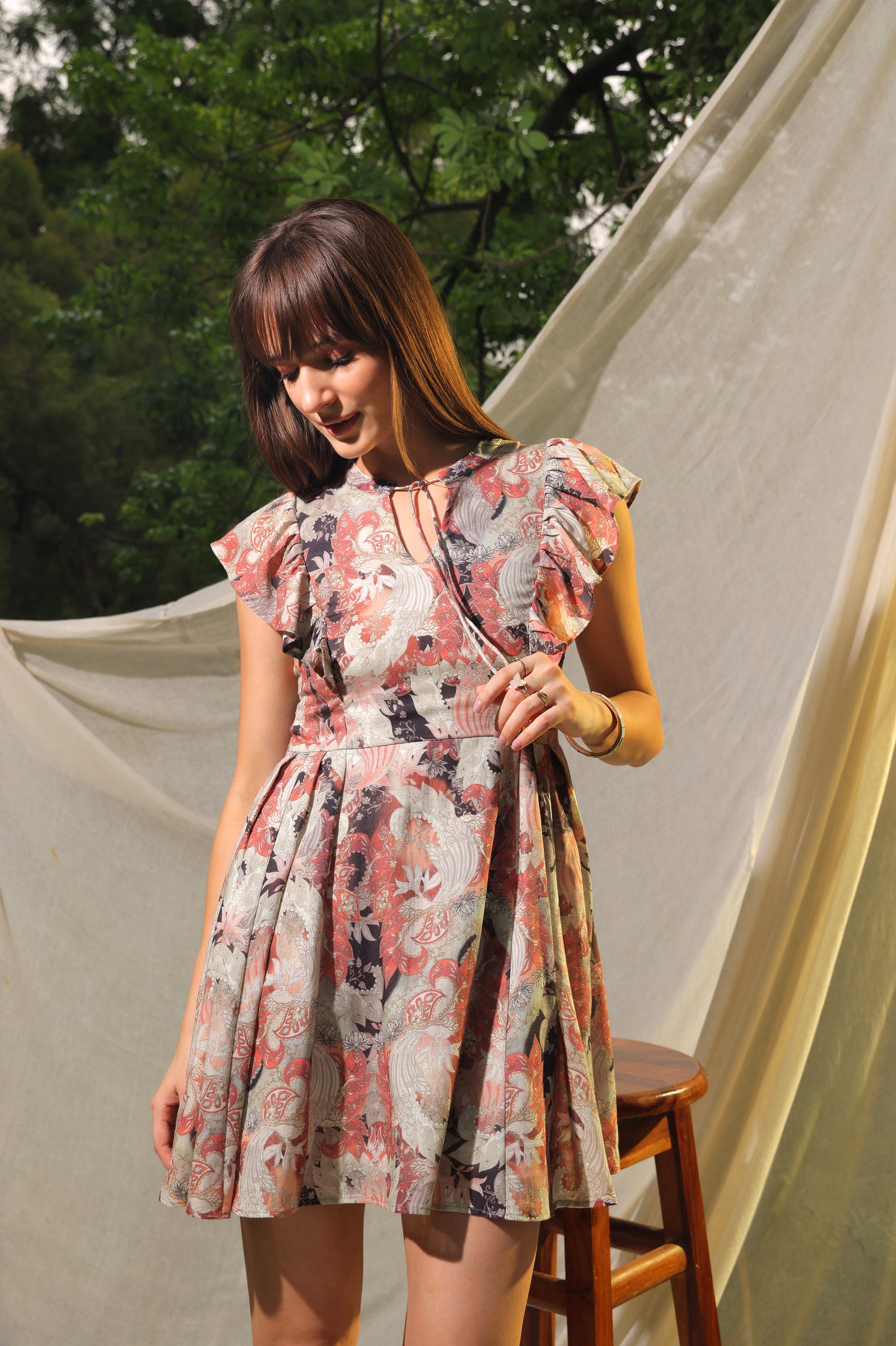 Larisa Printed Linen Dress