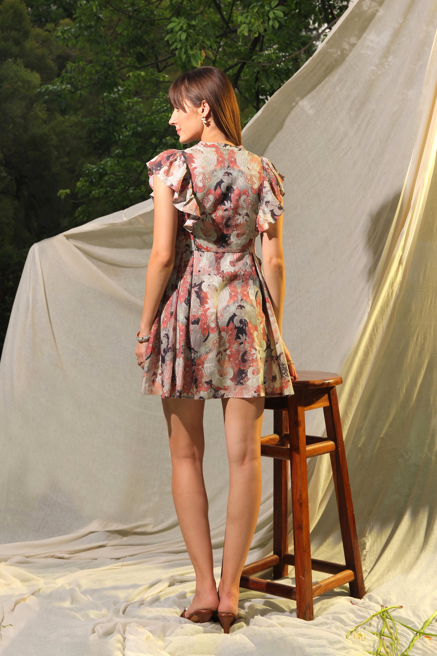Larisa Printed Linen Dress