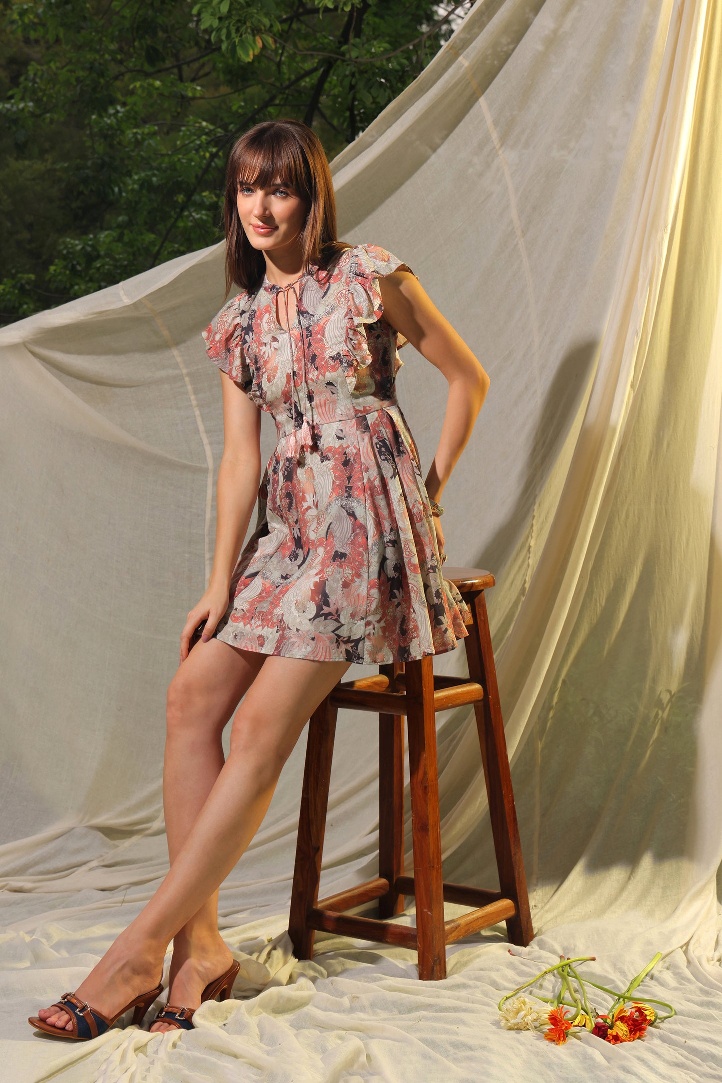 Larisa Printed Linen Dress
