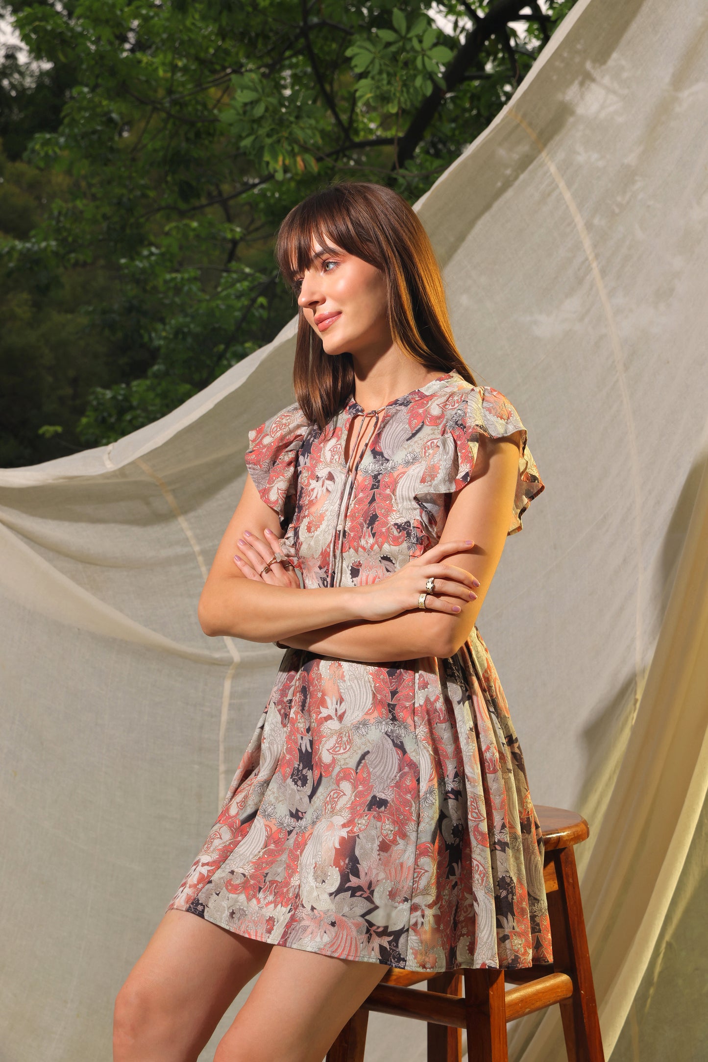 Larisa Printed Linen Dress