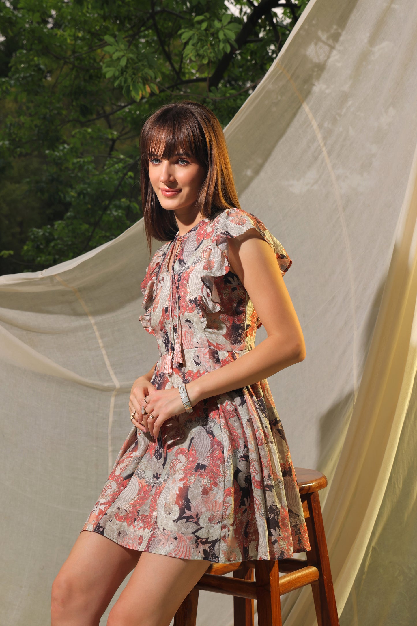 Larisa Printed Linen Dress