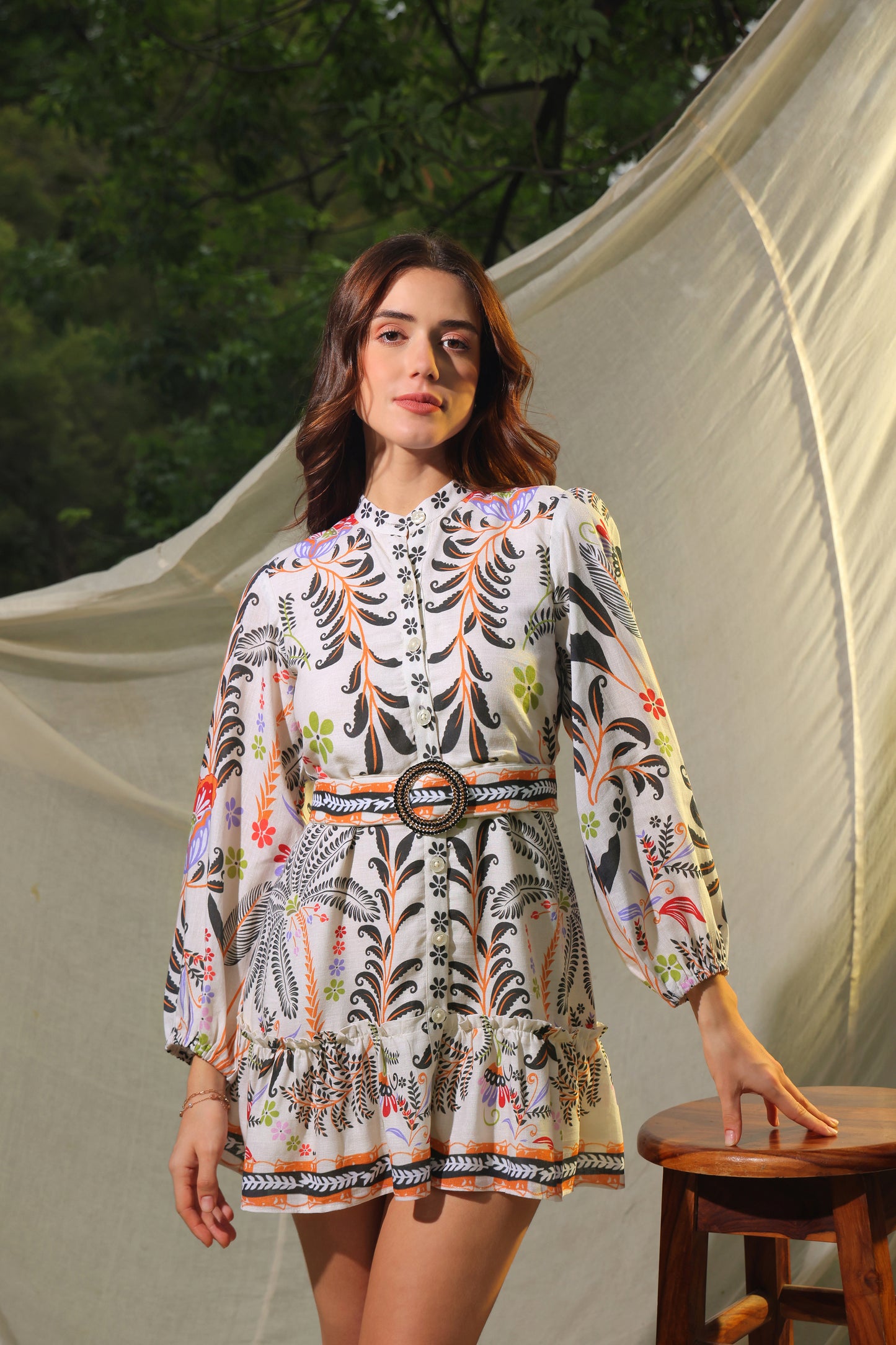 Giselle Printed Linen Dress