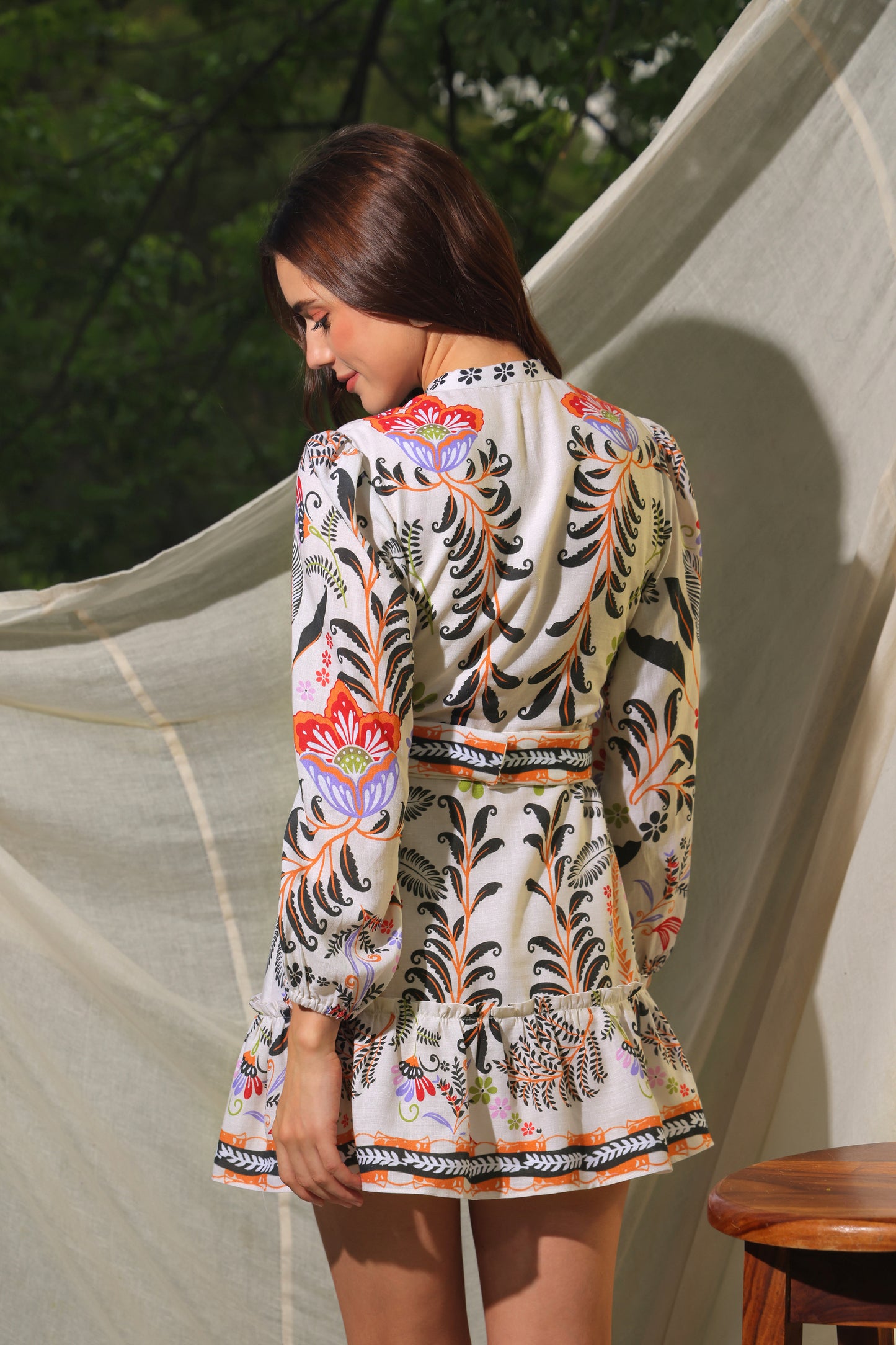 Giselle Printed Linen Dress