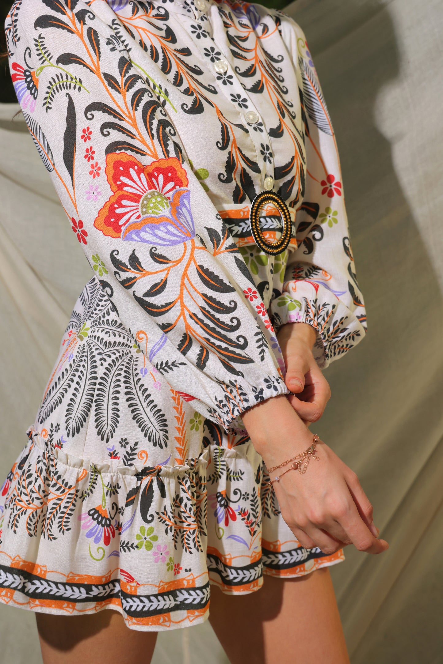 Giselle Printed Linen Dress