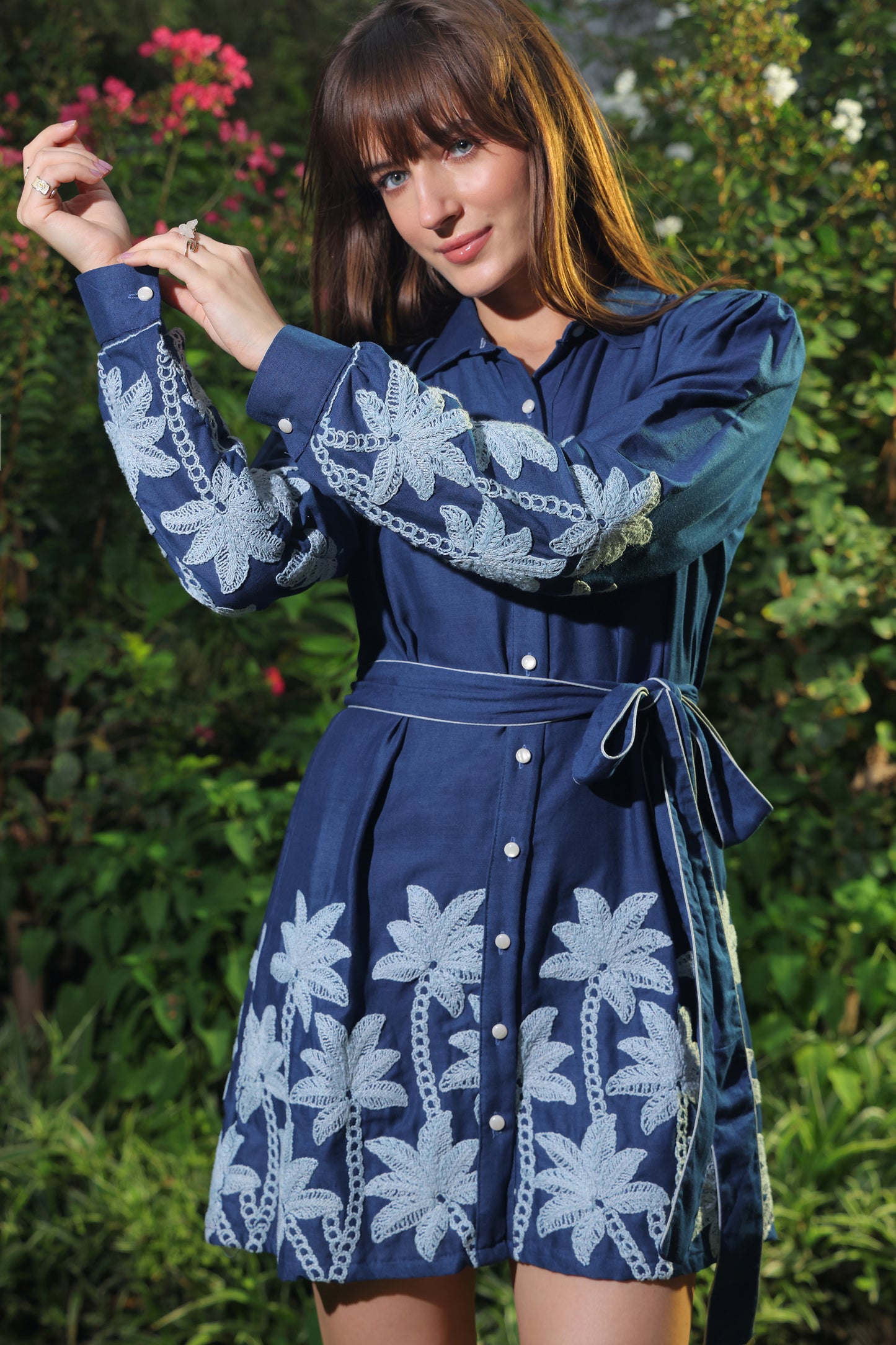 Capri Embroidered Shirt Dress
