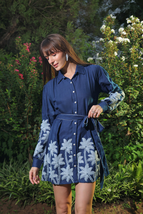 Capri Embroidered Shirt Dress