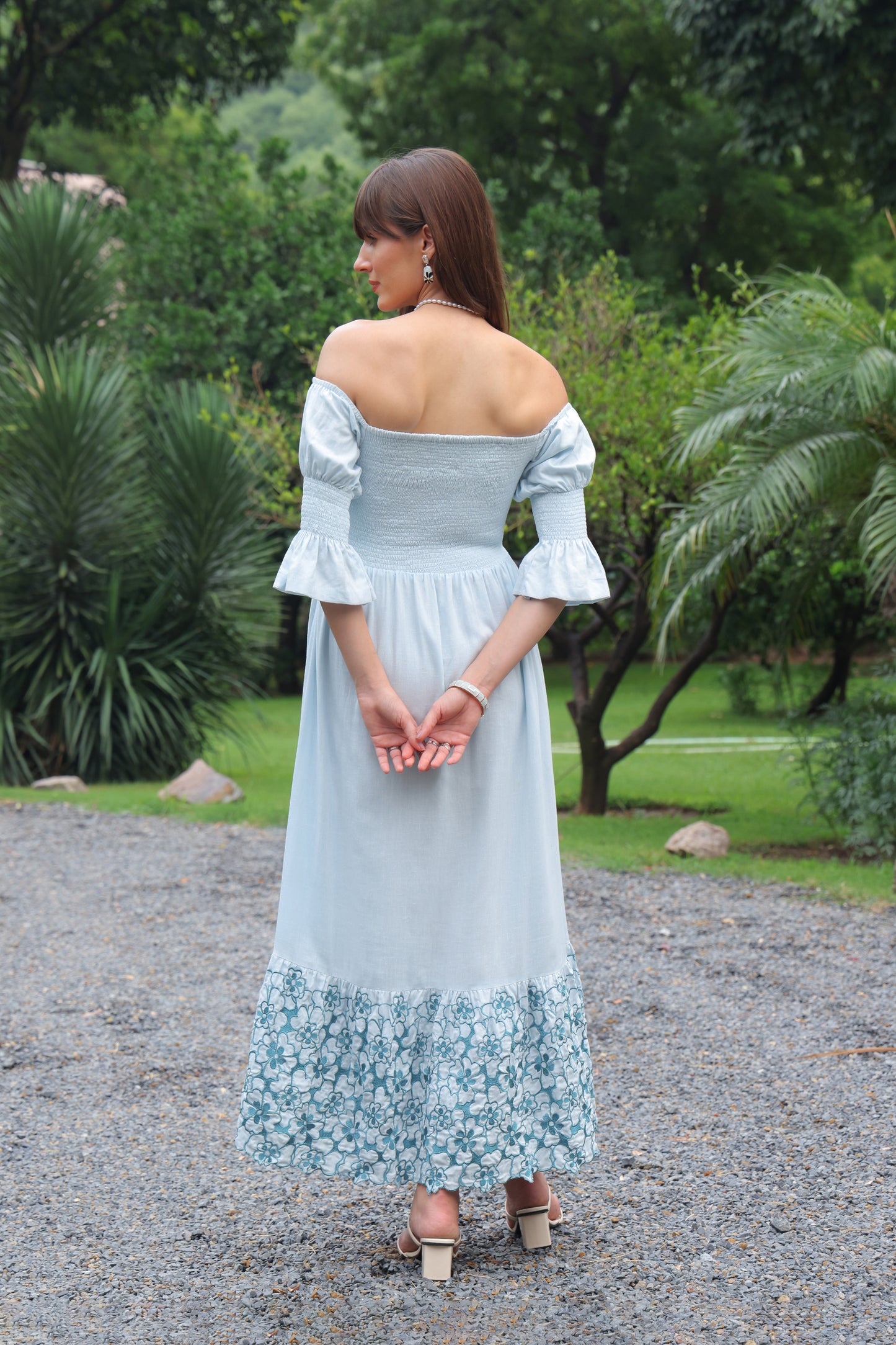 Nia Embroidered Linen Maxi