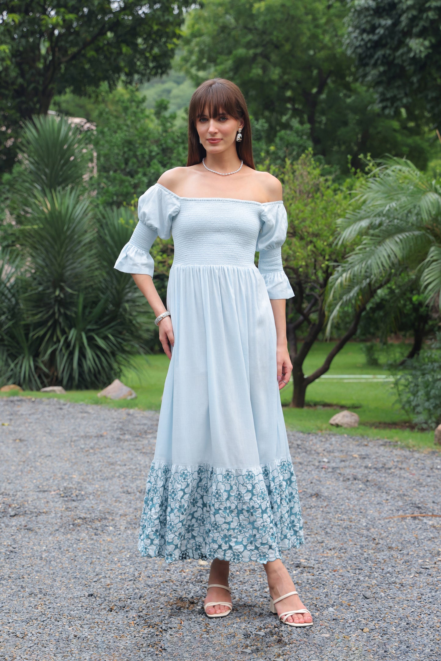 Nia Embroidered Linen Maxi