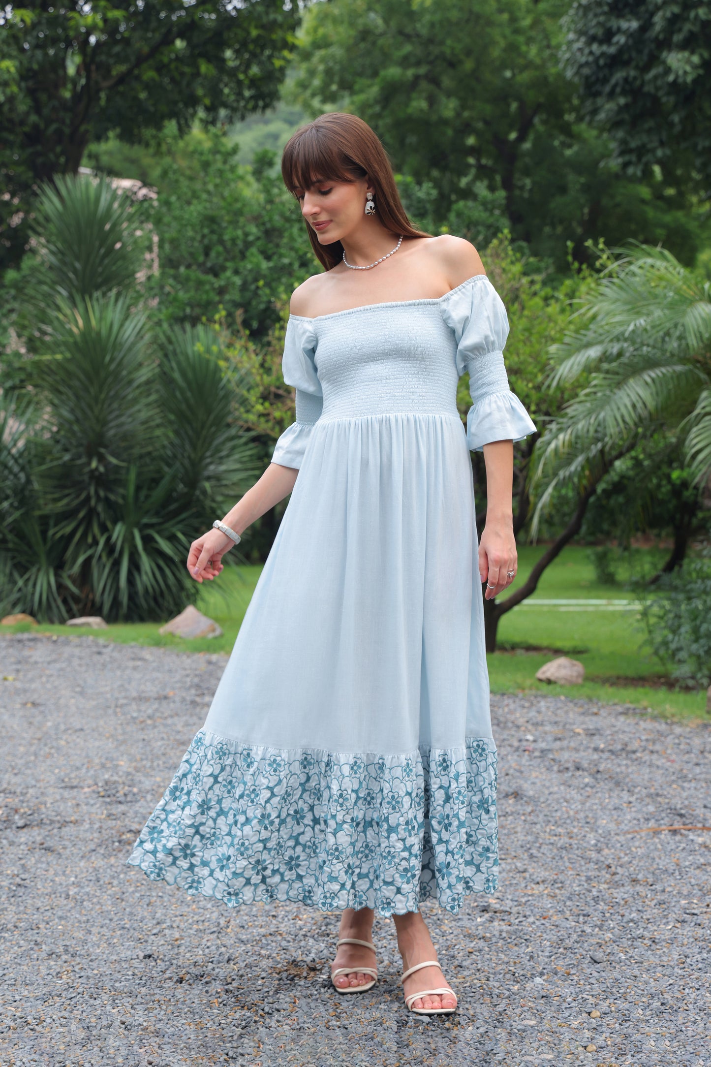 Nia Embroidered Linen Maxi
