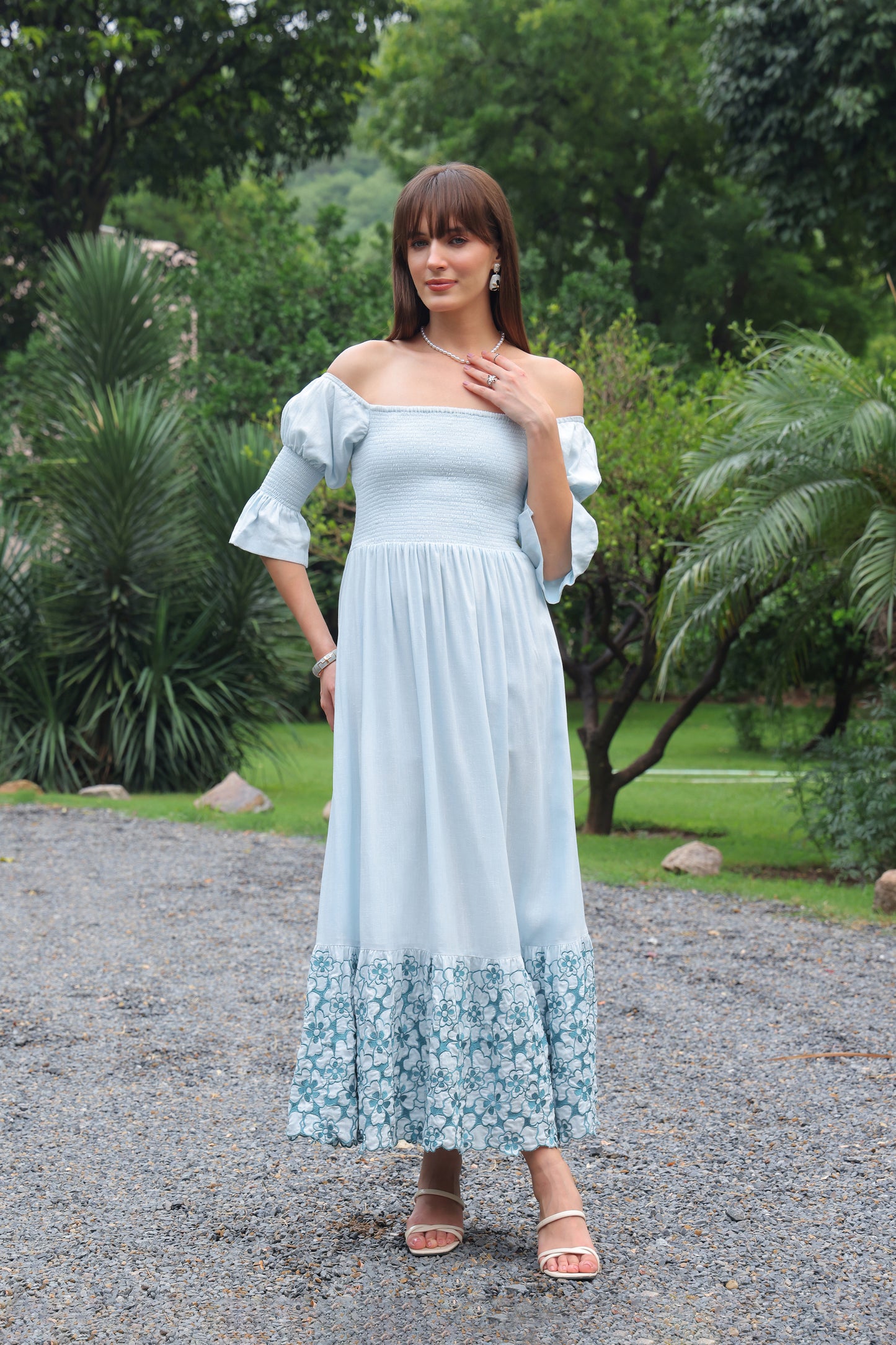 Nia Embroidered Linen Maxi