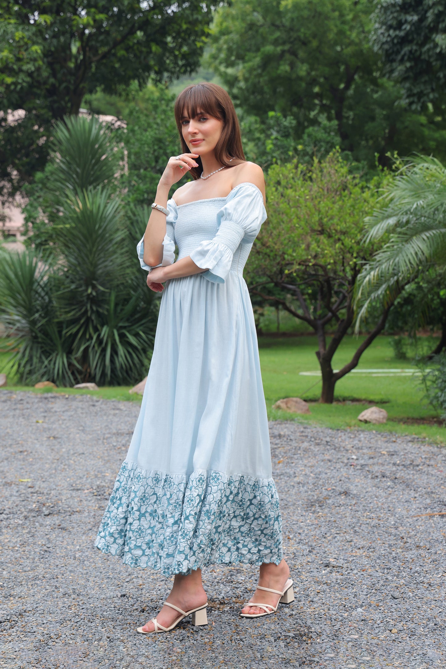 Nia Embroidered Linen Maxi