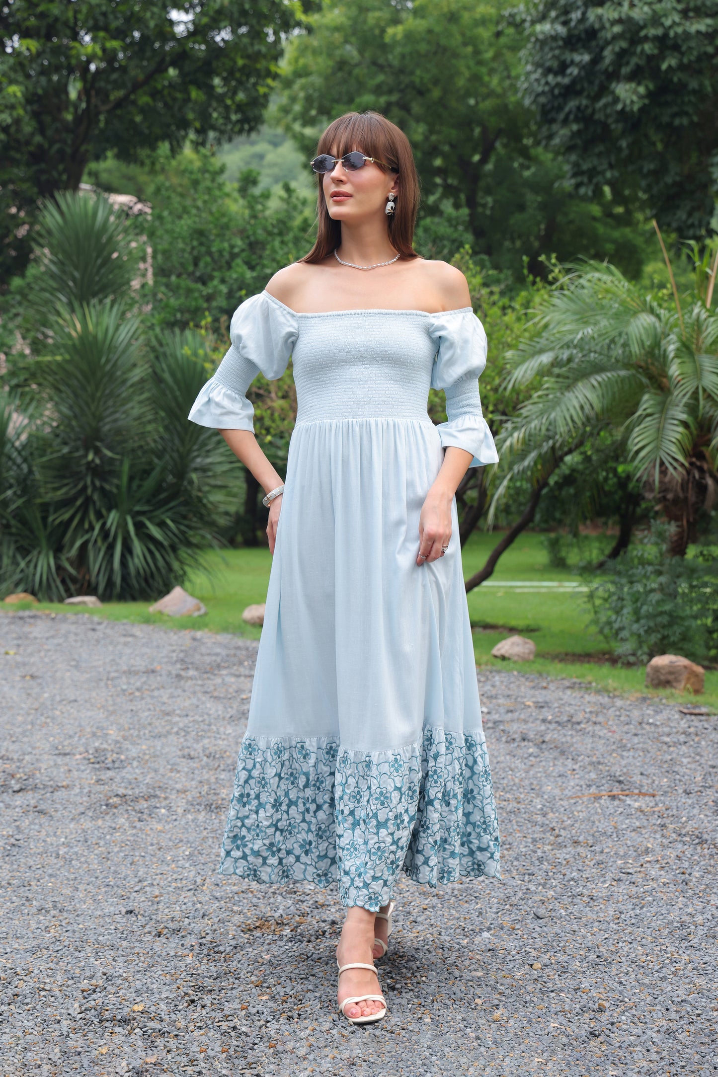 Nia Embroidered Linen Maxi