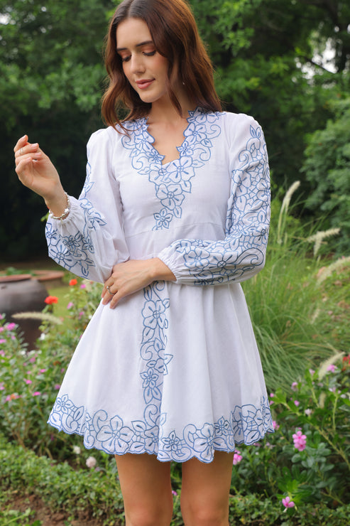 Freya Cutwork Linen Dress