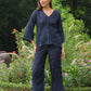 Grace Cutwork Shirt (Navy Blue)
