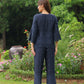 Grace Cutwork Co-ord Set (Navy Blue)