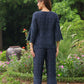 Grace Cutwork Shirt (Navy Blue)