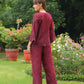 Grace Cutwork Co-ord Set (Burgundy)