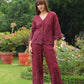 Grace Cutwork Co-ord Set (Burgundy)
