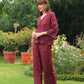 Grace Cutwork Co-ord Set (Burgundy)