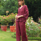 Grace Cutwork Shirt (Burgundy)