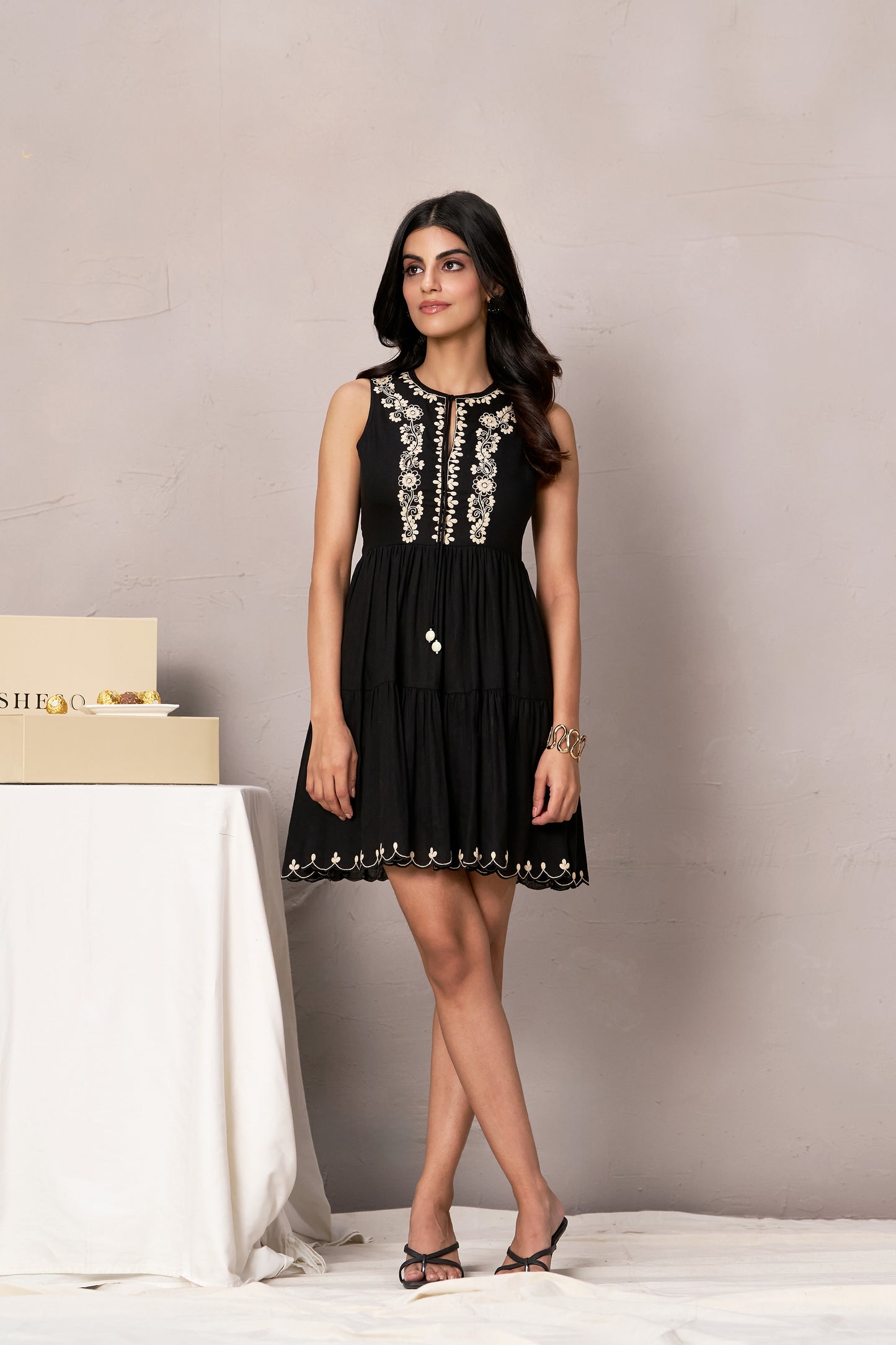 Katie Embroidered Linen Dress