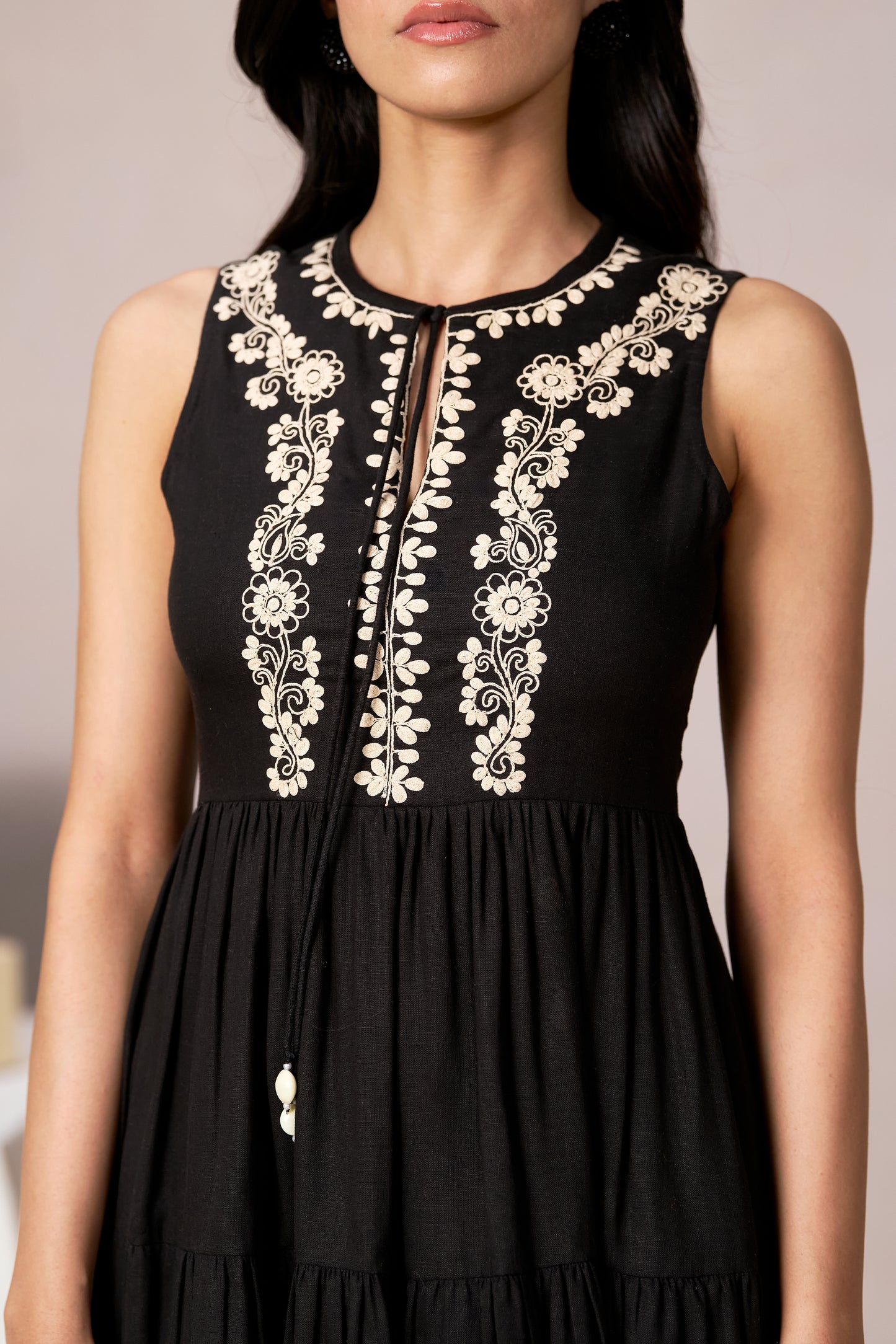 Katie Embroidered Linen Dress