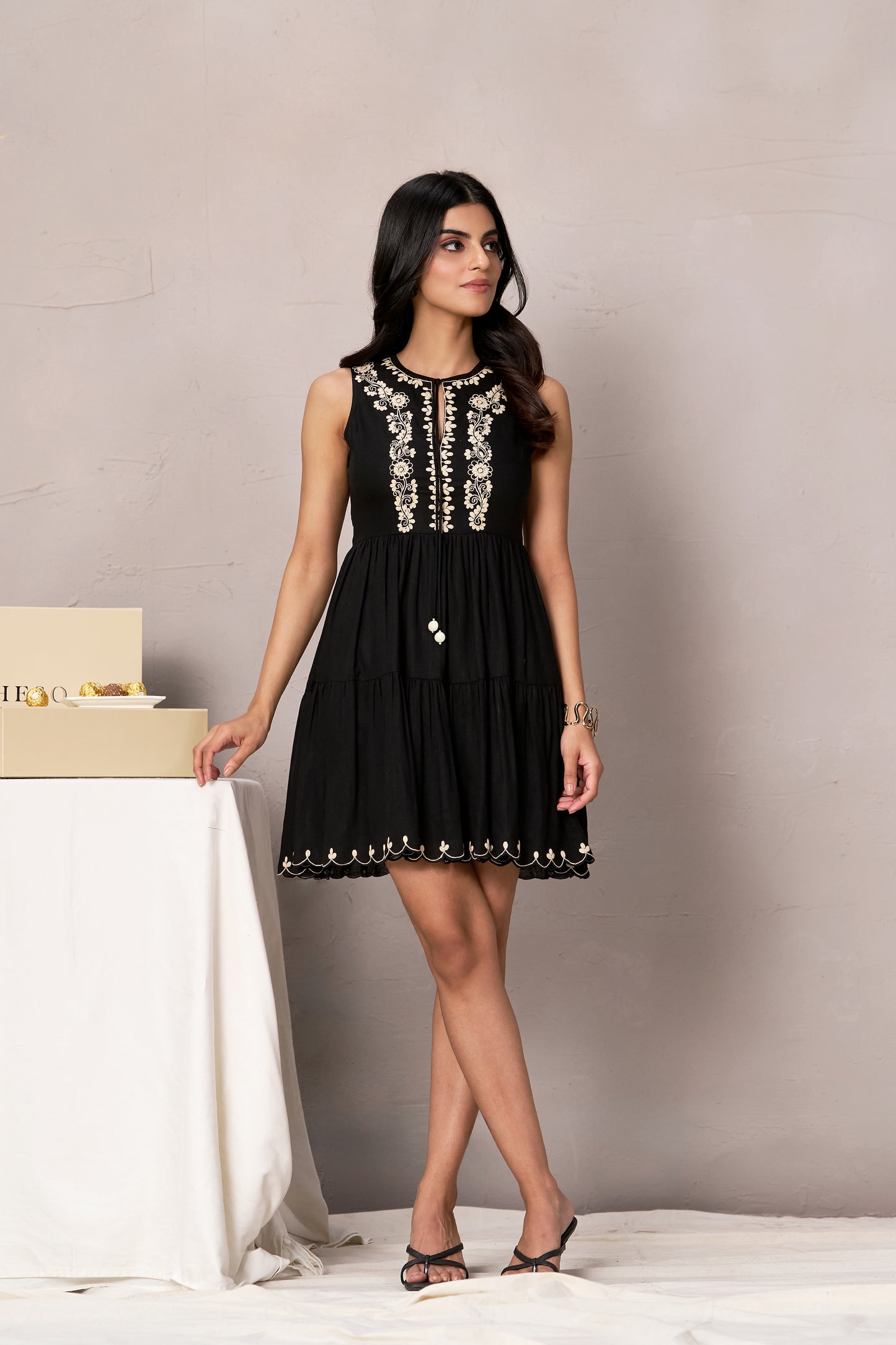 Katie Embroidered Linen Dress