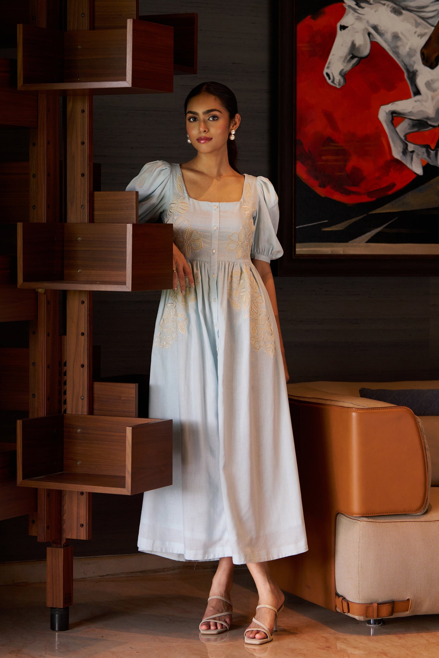Anna Appliqué Linen Dress