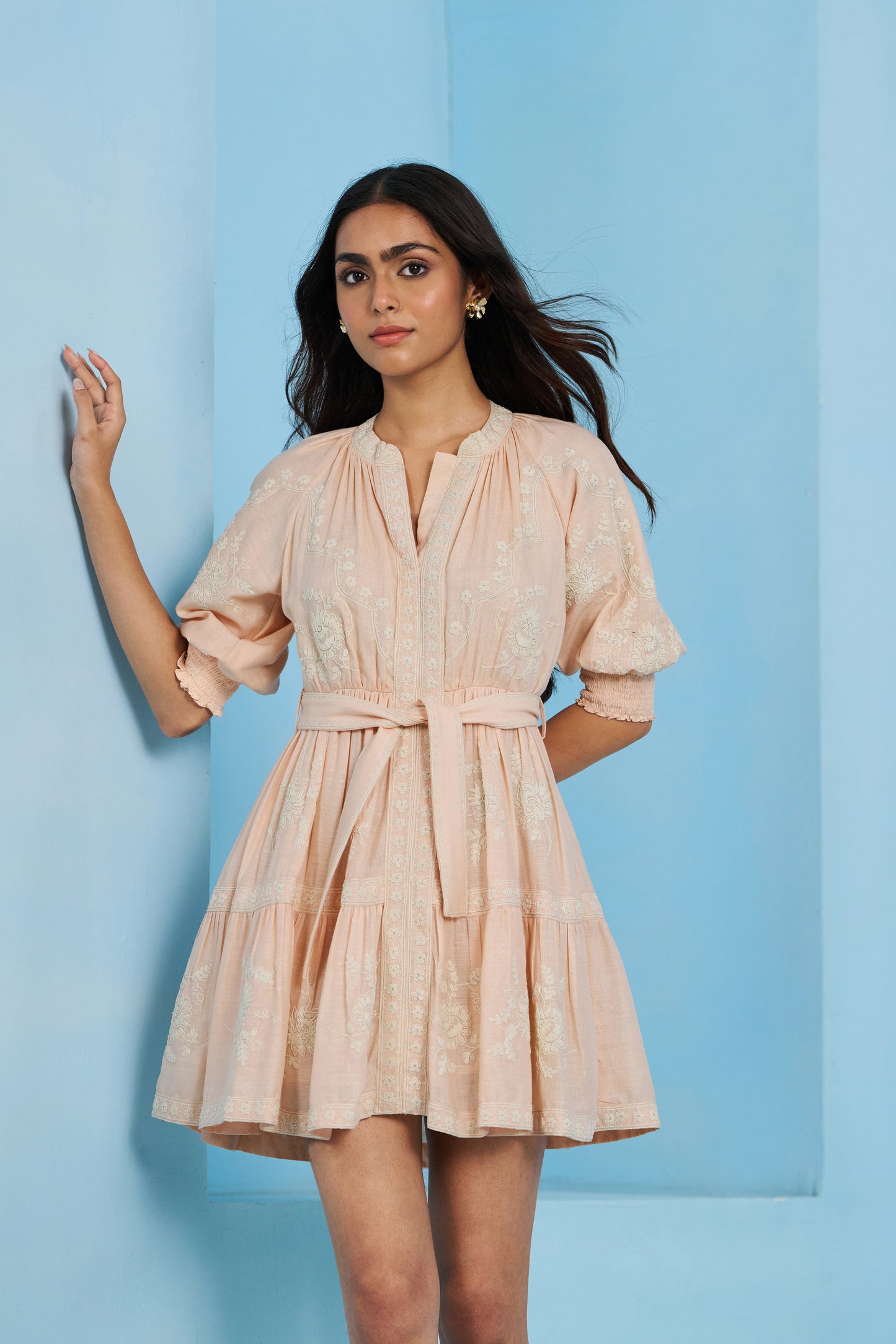 Dahlia Embroidered Linen Dress