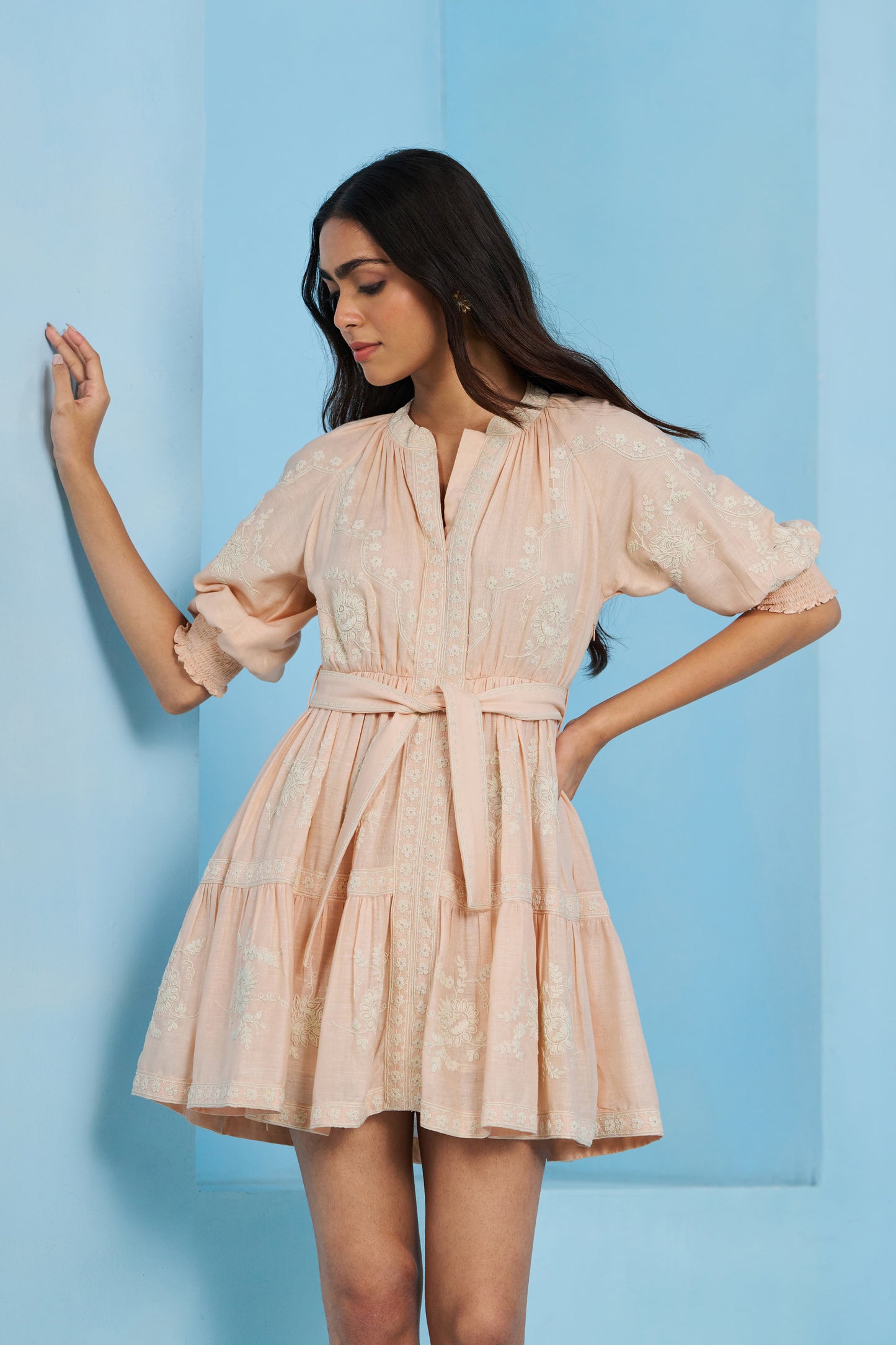 Dahlia Embroidered Linen Dress