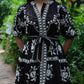 Dahlia Embroidered Linen Dress (Black)
