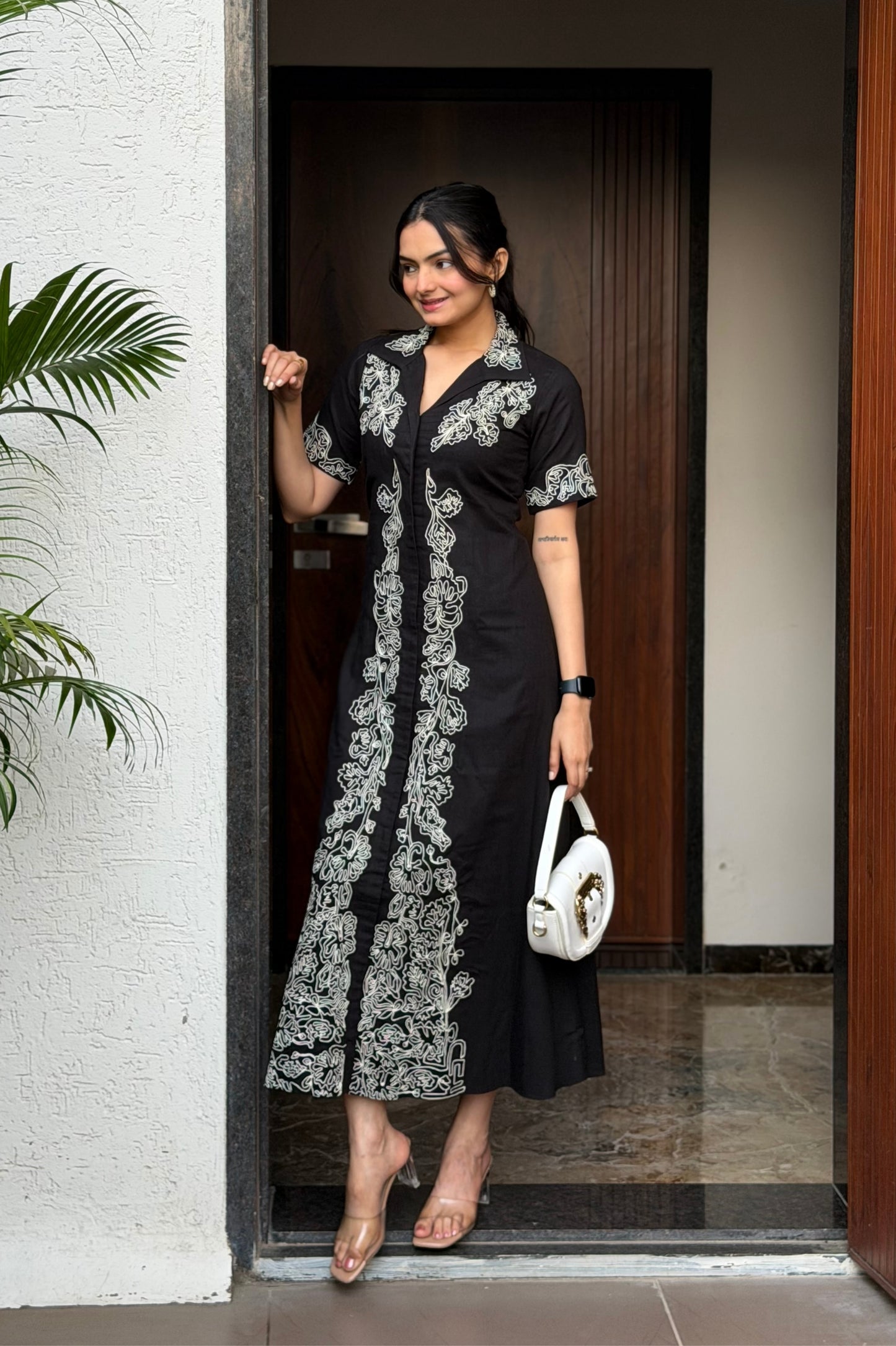 Luna Embroidered Linen Maxi
