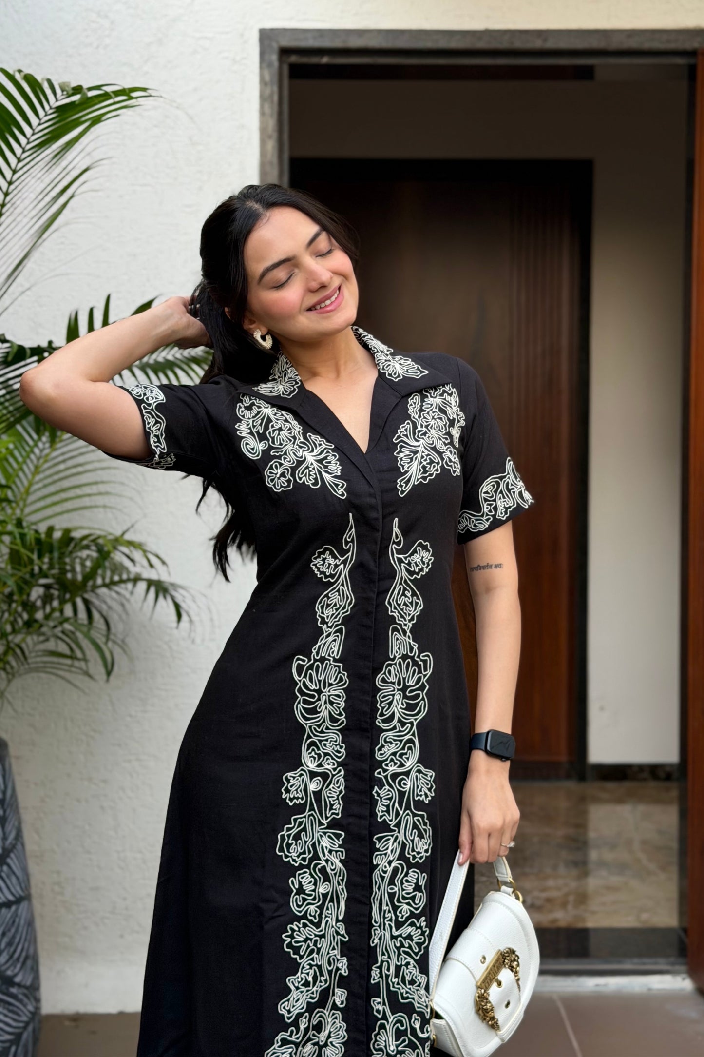 Luna Embroidered Linen Maxi