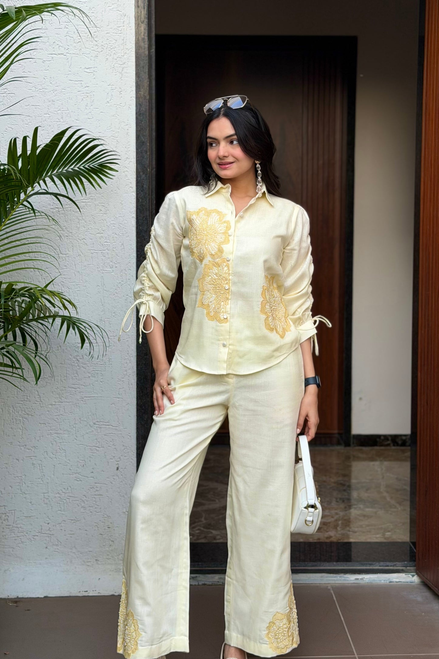 Nora Embroidered Top (Beige)