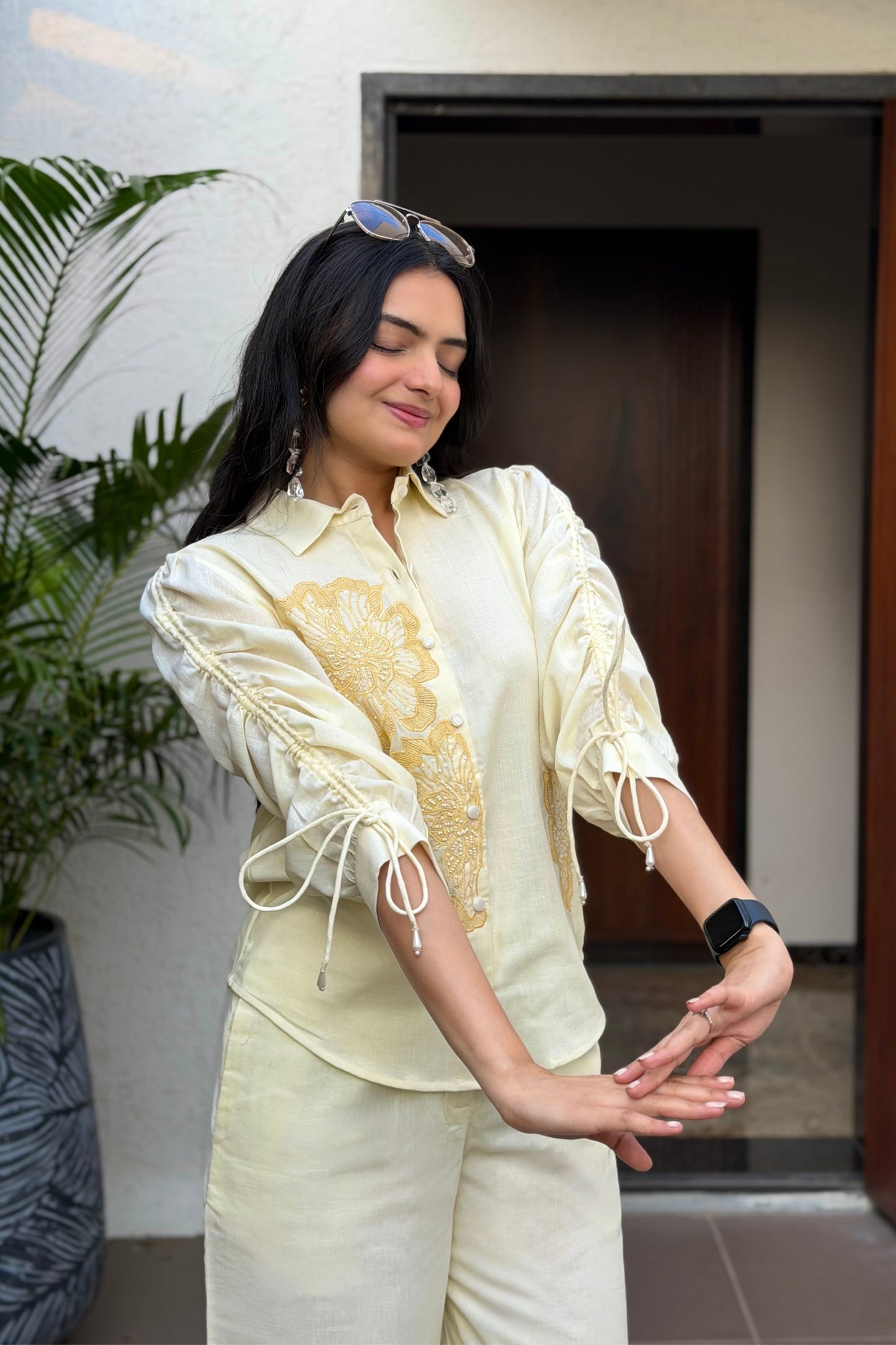 Nora Embroidered Top (Beige)