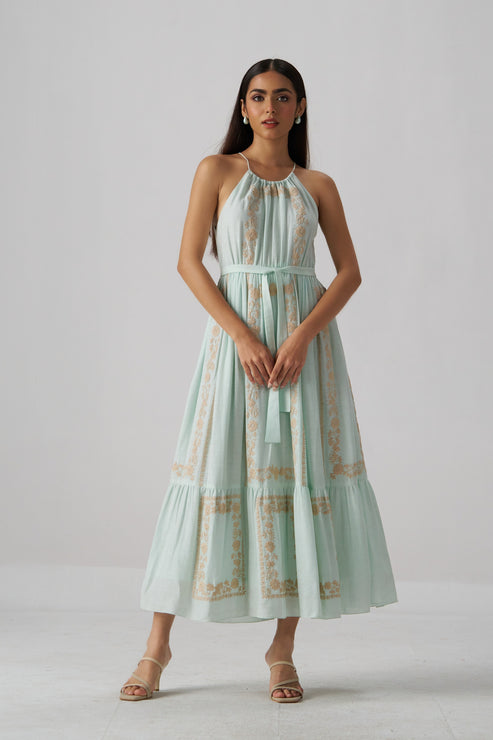 June Embroidered Linen Maxi