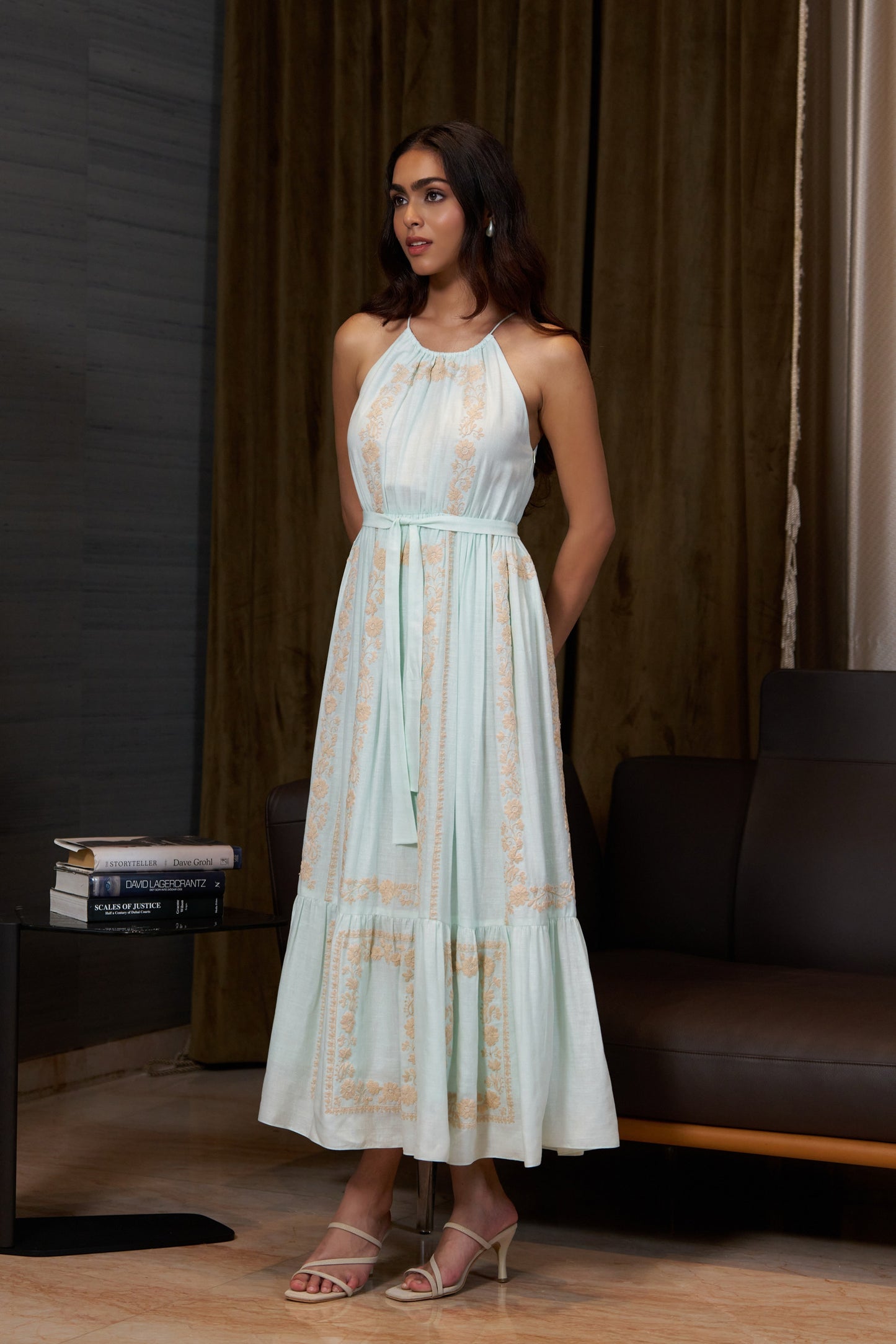 June Embroidered Linen Maxi