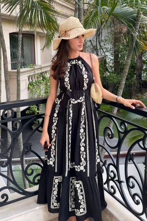 June Embroidered Linen Maxi
