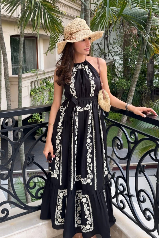 June Embroidered Linen Maxi