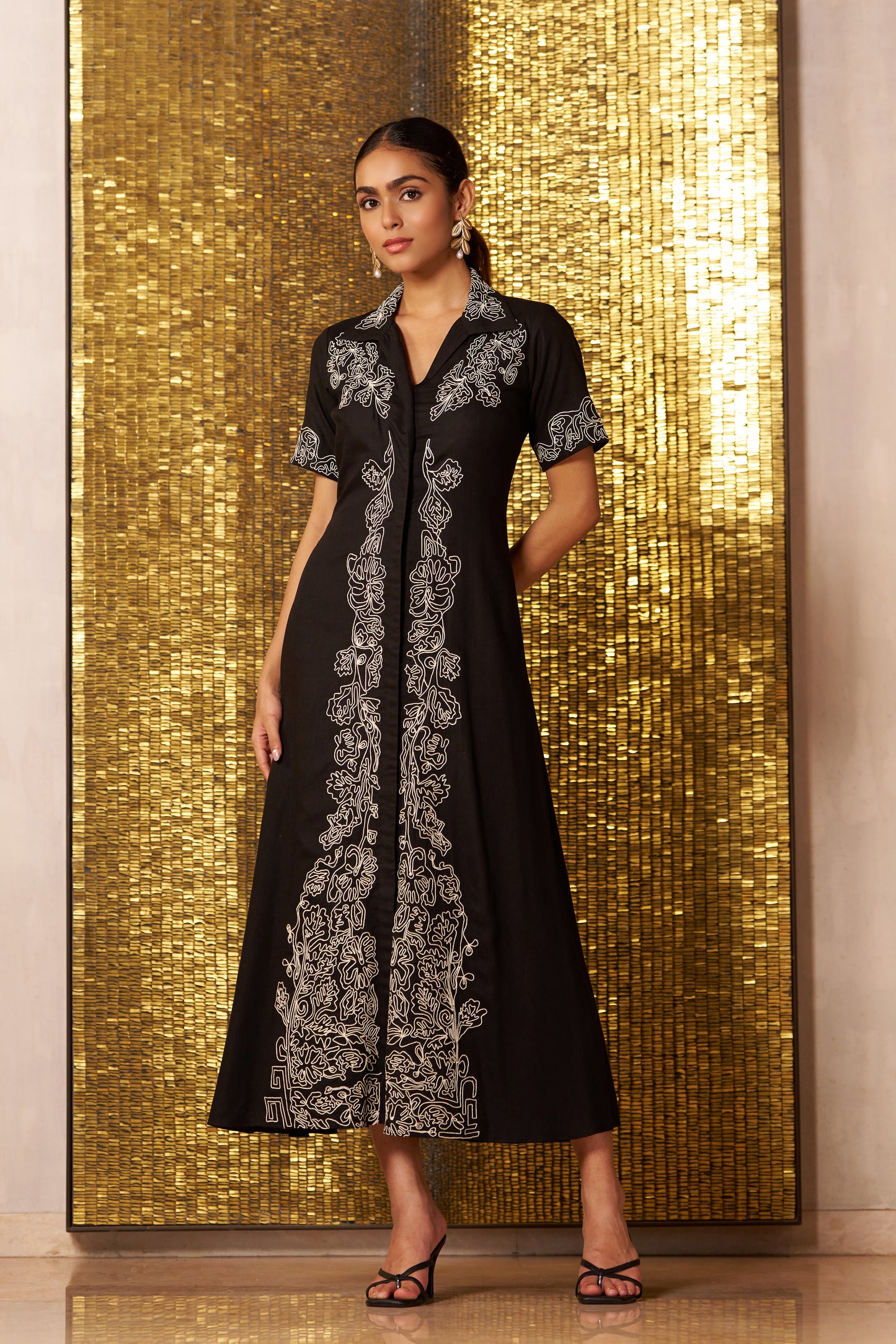 Luna Embroidered Linen Maxi