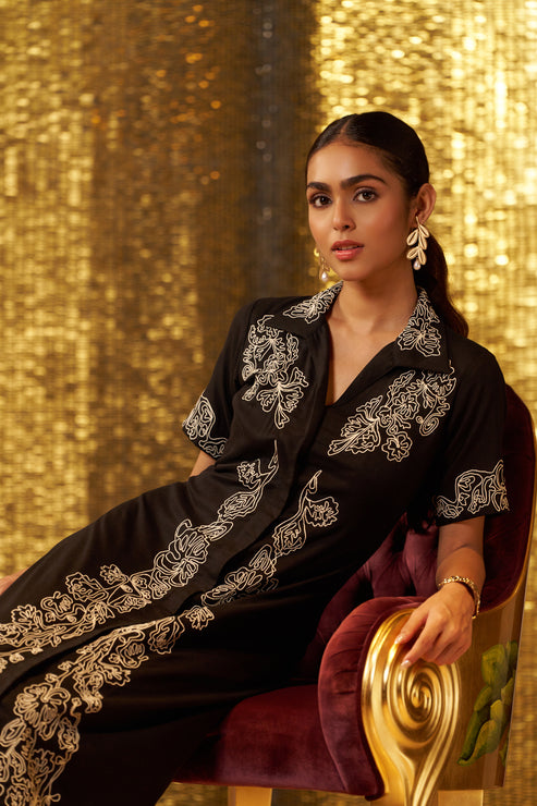 Luna Embroidered Linen Maxi